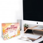 2024 Calendar Floral Spiral Bound Planner for Home Office Desk