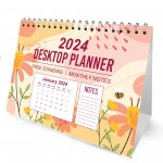 2024 Calendar Floral Spiral Bound Planner for Home Office Desk