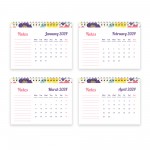 2024 Calendar Floral Desk Calendar 2024 Monthly Desktop Calendar