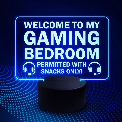 Gaming Room Welcome LED Plaque Gaming Decor For Boys Bedroom 