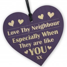 Neighbour Friendship Present Handmade Wood Heart Sign Christmas