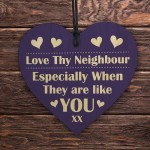 Neighbour Friendship Present Handmade Wood Heart Sign Christmas