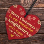 Neighbour Merry Christmas Wood Hanging Heart Gift For Neighbour 