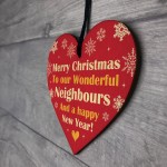 Neighbour Merry Christmas Wood Hanging Heart Gift For Neighbour 