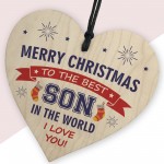 Christmas Gifts For Son Wooden Hanging Heart Handmade Keepsake