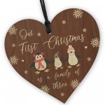 Our First Christmas As A Family Of Three Hanging Wood Decoration
