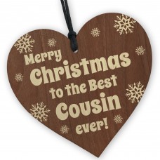 Best Cousin Ever Christmas Hanging Wooden Heart Decoration Gift