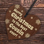 Best Cousin Ever Christmas Hanging Wooden Heart Decoration Gift