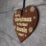 Best Cousin Ever Christmas Hanging Wooden Heart Decoration Gift