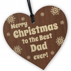 Dad Christmas Wooden Heart Gift From Son and Daughter