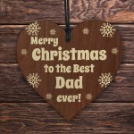 Dad Christmas Wooden Heart Gift From Son and Daughter