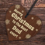 Dad Christmas Wooden Heart Gift From Son and Daughter