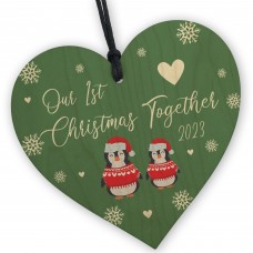 Our First Christmas Togther 2023 Christmas Wooden Heart Bauble