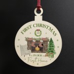 First Home Christmas Tree Decoration Hanging Wood Bauble Gift