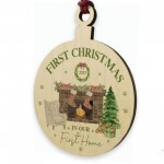 First Home Christmas Tree Decoration Hanging Wood Bauble Gift