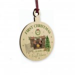 First Home Christmas Tree Decoration Hanging Wood Bauble Gift