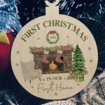 First Home Christmas Tree Decoration Hanging Wood Bauble Gift