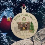 First Home Christmas Tree Decoration Hanging Wood Bauble Gift