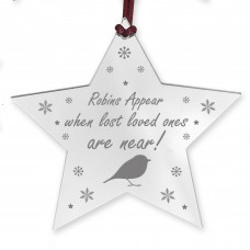 Memorial Christmas Decoration Engraved Hanging Bauble Robins