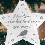 Memorial Christmas Decoration Engraved Hanging Bauble Robins