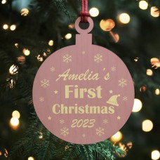 Christmas Tree Decoration Babys First Chirstmas Wooden Bauble