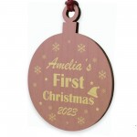 Christmas Tree Decoration Babys First Chirstmas Wooden Bauble