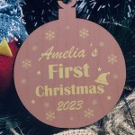 Christmas Tree Decoration Babys First Chirstmas Wooden Bauble