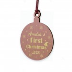 Christmas Tree Decoration Babys First Chirstmas Wooden Bauble