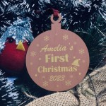 Christmas Tree Decoration Babys First Chirstmas Wooden Bauble