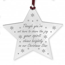 Christmas Tree Memorial Decoration Engraved Star In Memory