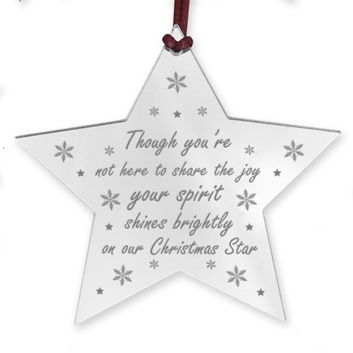Christmas Tree Memorial Decoration Engraved Star In Memory