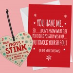Christmas Card and Wooden Heart Gift For Boyfriend Husband Funny