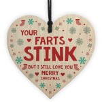 Christmas Card and Wooden Heart Gift For Boyfriend Husband Funny