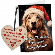 Funny Labrador Christmas Card and Wooden Heart From The Dog