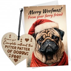 Christmas Card From The Dog Funny Pug Gifts For Dog Mum Dad 