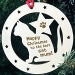 Gift For Mum Christmas From The Cat Wooden Bauble Cat Lover Gift