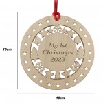 My 1st Christmas 2023 Christmas Decoration Engraved Wood Bauble
