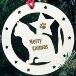 Cat Christmas Decoration Merry Catmas Wooden Christmas Decor