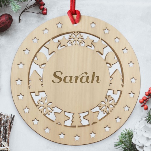 Christmas Tree Bauble Wooden Tree Ornament Gift For Daughter Son