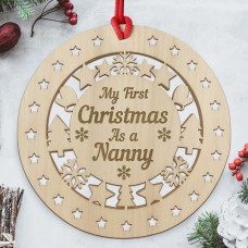 My First Christmas As A Nanny Wooden Hanging Bauble DecorationTh