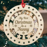 My First Christmas As A Nanny Wooden Hanging Bauble DecorationTh My First Christmas As A Nanny Wooden Hanging Bauble DecorationTh