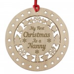 My First Christmas As A Nanny Wooden Hanging Bauble DecorationTh My First Christmas As A Nanny Wooden Hanging Bauble DecorationTh