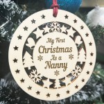 My First Christmas As A Nanny Wooden Hanging Bauble DecorationTh My First Christmas As A Nanny Wooden Hanging Bauble DecorationTh