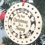 My First Christmas As A Nanny Wooden Hanging Bauble DecorationTh My First Christmas As A Nanny Wooden Hanging Bauble DecorationTh
