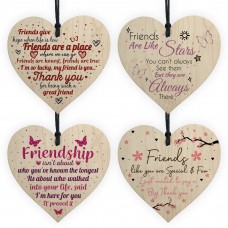 Friend Gifts For Christmas Pack of 4 Best Friend Wood Heart Gift