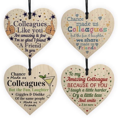 Colleague Gifts 4 Pack Wood Heart Christmas Gifts For Colleague