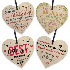Colleague Gifts For Christmas Pack of 4 Wood Hearts Secret Santa