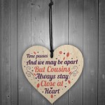 Christmas Gift For Cousin Pack of 4 Wooden Hanging Hearts Cousin