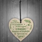 Cousin Gifts For Christmas Pack of 4 Wooden Hearts Christmas