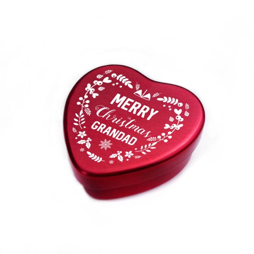 Merry Christmas Heart Shaped Tin Xmas Gift For Grandad Christmas